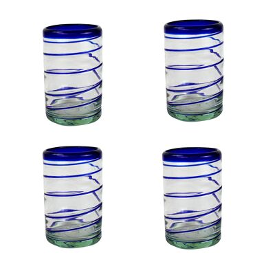 Verres lot de 4 spirale large bleu