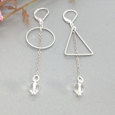 earrings - asimetrico 5 - triangle/circle - transparent