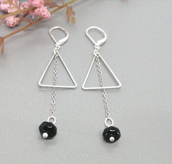 boucles d'oreilles - simetrico 2 - triangle - argent - noir