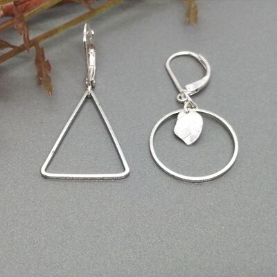 Ohrringe - asimetrico 1 - Dreieck/Kreis - Silber
