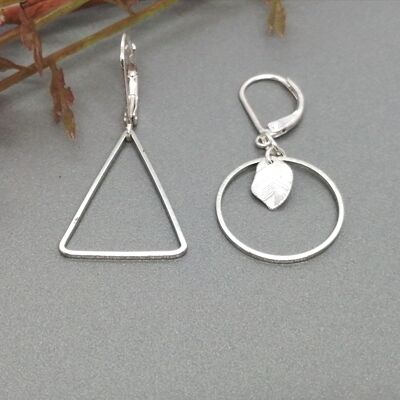 boucles d'oreilles - asimetrico 1 - triangle/cercle - argent