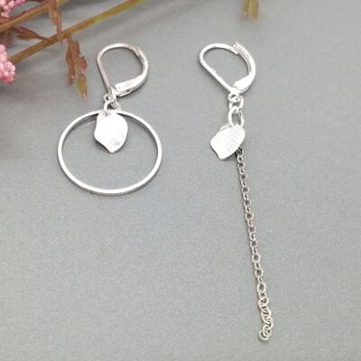 earrings - asimetrico 2 - circle/necklace - silver