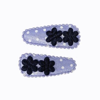 Baby hair clip Dot Lila with navy flowers