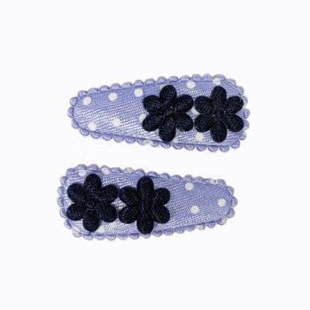 Barrette à cheveux bébé Dot Lila à fleurs marine