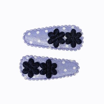 Babyhaarclipje Dot Lila met navy bloemetjes