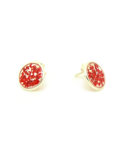 Boucles d'oreilles fleurs naturelles rouges |  boucles d'oreilles florales | bijou floral | argent 925