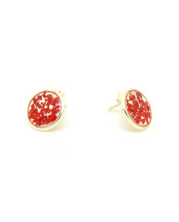 Boucles d'oreilles fleurs naturelles rouges |  boucles d'oreilles florales | bijou floral | argent 925 1