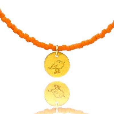 Orange Miyuki 'Little Bird' Necklace Kids