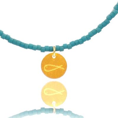 Sea Blue Miyuki 'Little Fish' Necklace Kids