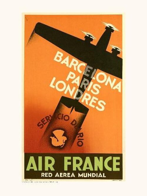 Air France / Red area Barcelona - Paris -Londres A325 - 30x40