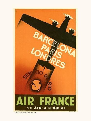 Poster dell'A325 di Air France/zona rossa Barcellona Parigi Londra