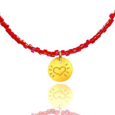 Red Miyuki 'Little Heart' Necklace Kids