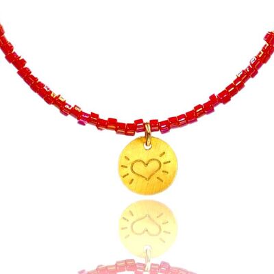 Red Miyuki 'Little Heart' Necklace Kids