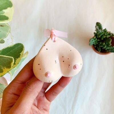 Boob Ornament | Original Tit Token Pink Ribbon | Cheeky Valentines Galentines Girlfriend Gift |