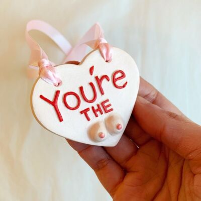 You're The Tits Boob Ornament | Original Tit Token Pink Ribbon | Cheeky Valentines Galentines