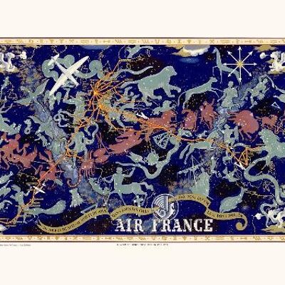 Air France / MAPPEMONDE Céleste A283 - 40x50