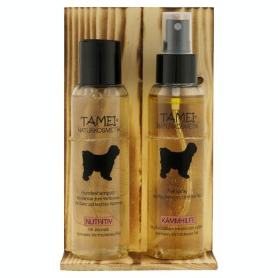 Gift set wood, organic organic shampoo/ organic fur spray with perfume