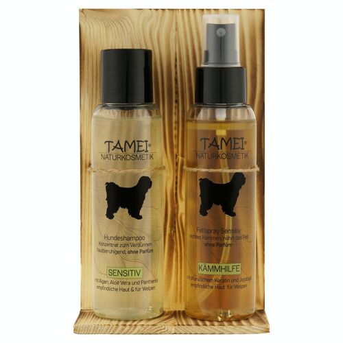 Geschenkset Holz, Bio Shampoo/Bio Fellspray Sensitiv