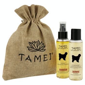 Coffret cadeau jute, shampoing bio/spray bio parfumé