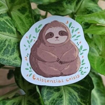 Sloth existential crisis mood vinyl sticker