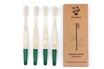 Brosse à dents adulte en bambou x4 poils souples 3