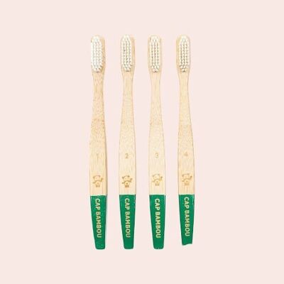 Brosse à dents adulte en bambou x4 poils souples