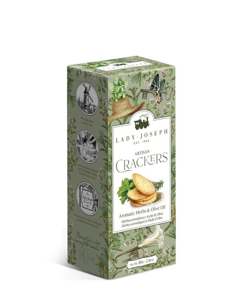 Crackers veganas artesanas de hierbas aromáticas provenzales y aceite de oliva virgen extra.