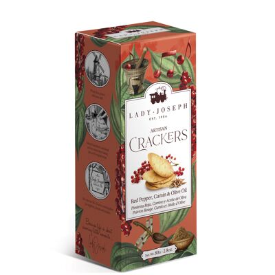 Vegan and artisan crackers with Red Pepper, Cumin and Extra Virgin Olive Oil