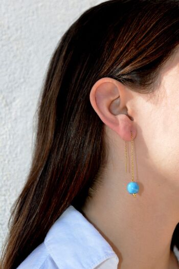 Boucles d'oreilles longues Cala light bleues en céramique 1
