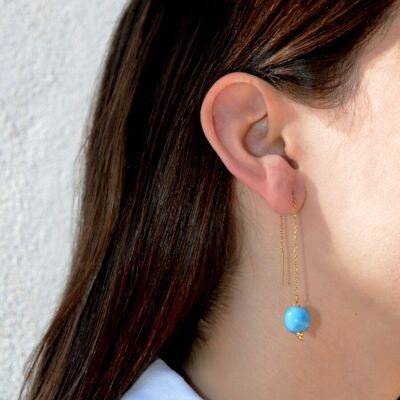Boucles d'oreilles longues Cala light bleues en céramique