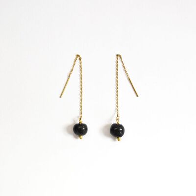 Light ceramic Cala dark long earrings