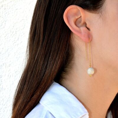 Cala stone long light ceramic earrings