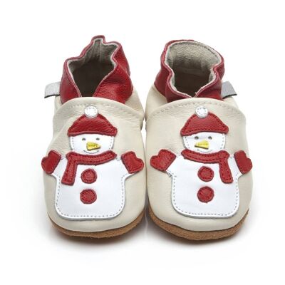 Zapatos de bebé de cuero suave Muñeco de nieve