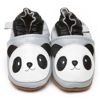 Chaussons Bébé Cuir Souple Panda 1