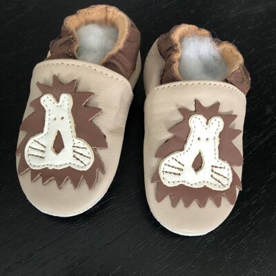 Chaussures de bébé en cuir souple Lion
