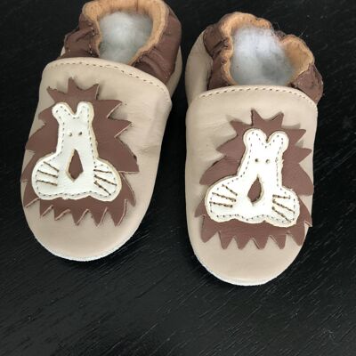 Chaussures de bébé en cuir souple Lion