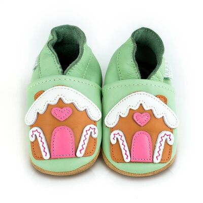 Zapatos de bebé de cuero suave Casa de pan de jengibre