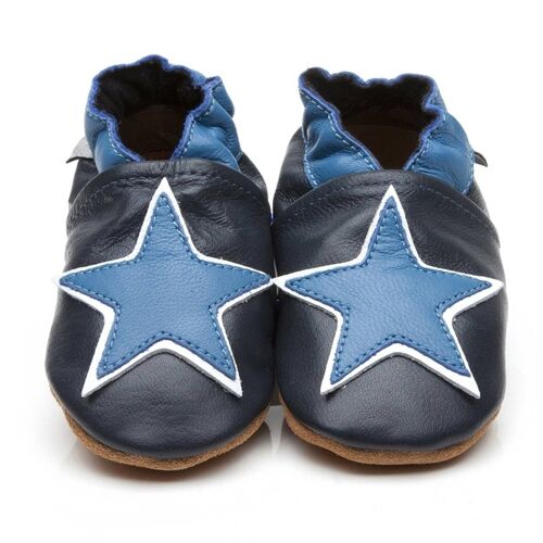 Soft Leather Baby Shoes Blue Star