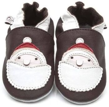 Chaussures de bébé en cuir souple Père Noël 1