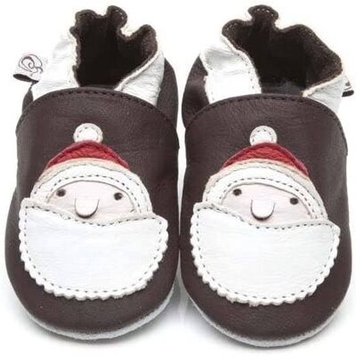 Chaussures de bébé en cuir souple Père Noël