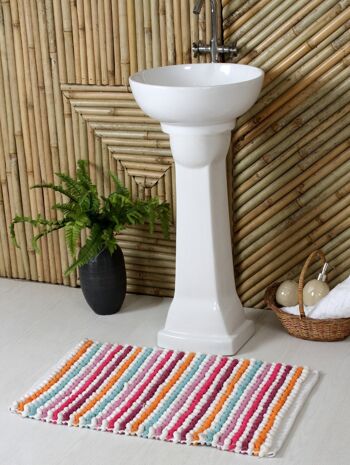 Tapis de bain California Stripe tissé main 50 x 80 cm 2