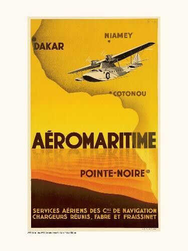Affiche Aéromaritime / Dakar, Niamey, Cotonou, Pointe Noire A671