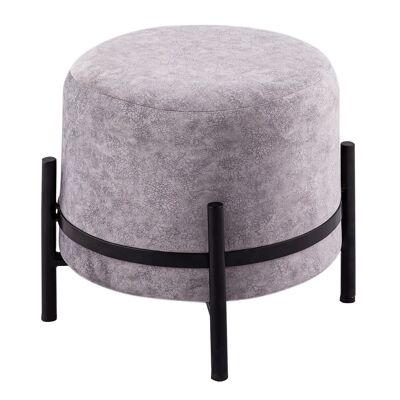 Stool 2nd choice Ø 35 H 37 cm suede look pouf pouf pouf with iron frame matt black