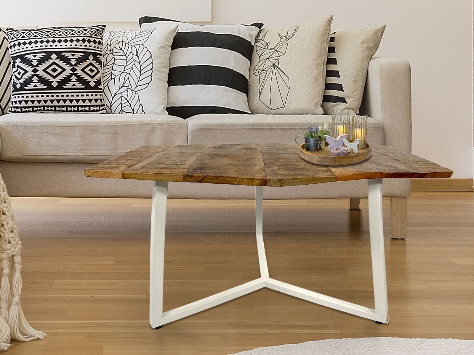 Coffee table 74 x 56 cm sustainable living room table side table Lyon metal frame