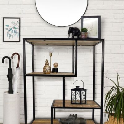 Standing shelf books shelf room divider bookshelf 75 x 115 x 36 cm Liverpool metal frame black