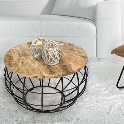 Tavolino ø 55 cm tavolo da soggiorno tavolino rotondo sostenibile London struttura in filo metallico griglia