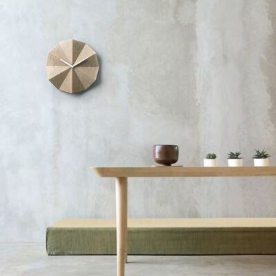 Delta Clock Oak (with white hands) - Wooden Wall Clock