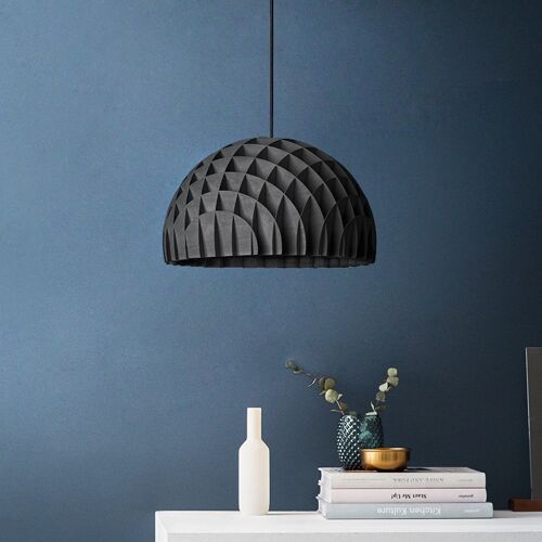 Arc Pendant Ceiling Lamp Black Plywood