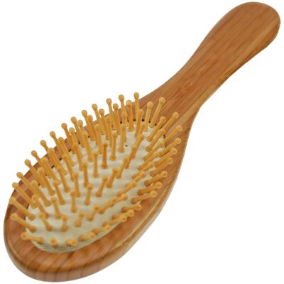 Cepillo para el pelo, madera de bambú, púas de madera con protuberancias, tamaño 23 x 6,5 cm
