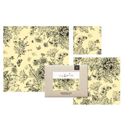 Organic Beeswax Wraps Starter Set (“L/M/S”) – Black & White